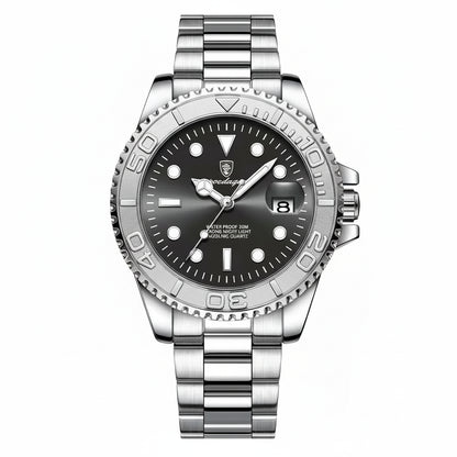 Montre POEDAGAR homme – Montre de luxe tendance en acier inoxydable, avec affichage de la date, étanche, lumineuse, style sportif. Montre à quartz.